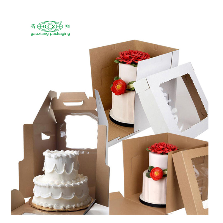 批发粉色婚礼礼品设计圆形圆柱方形包装10个12英寸彩盒包装高蛋糕纸盒-副本