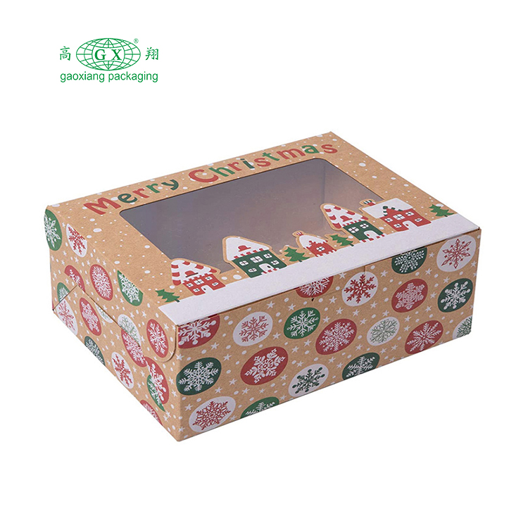 圣诞饼干盒甜甜圈礼盒面包盒带透明窗