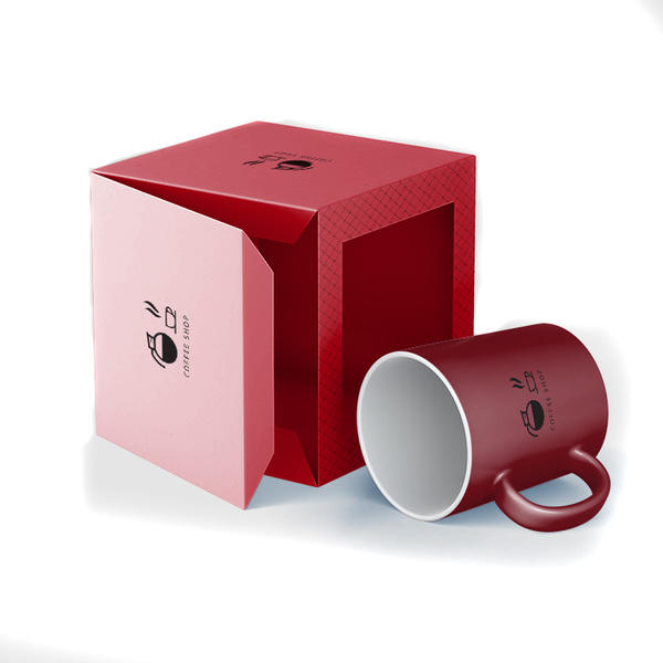 批发礼品纸包装盒定制设计咖啡杯杯子包装盒带透明窗